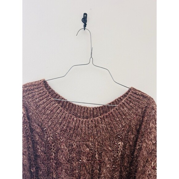 Vintage 90s Liz Claiborne Size M Chunky Wool Blend Marled Cable Knit Fisherman - Picture 3 of 5